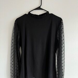 Amazon Black Ruffled Long Sleeve Blouse